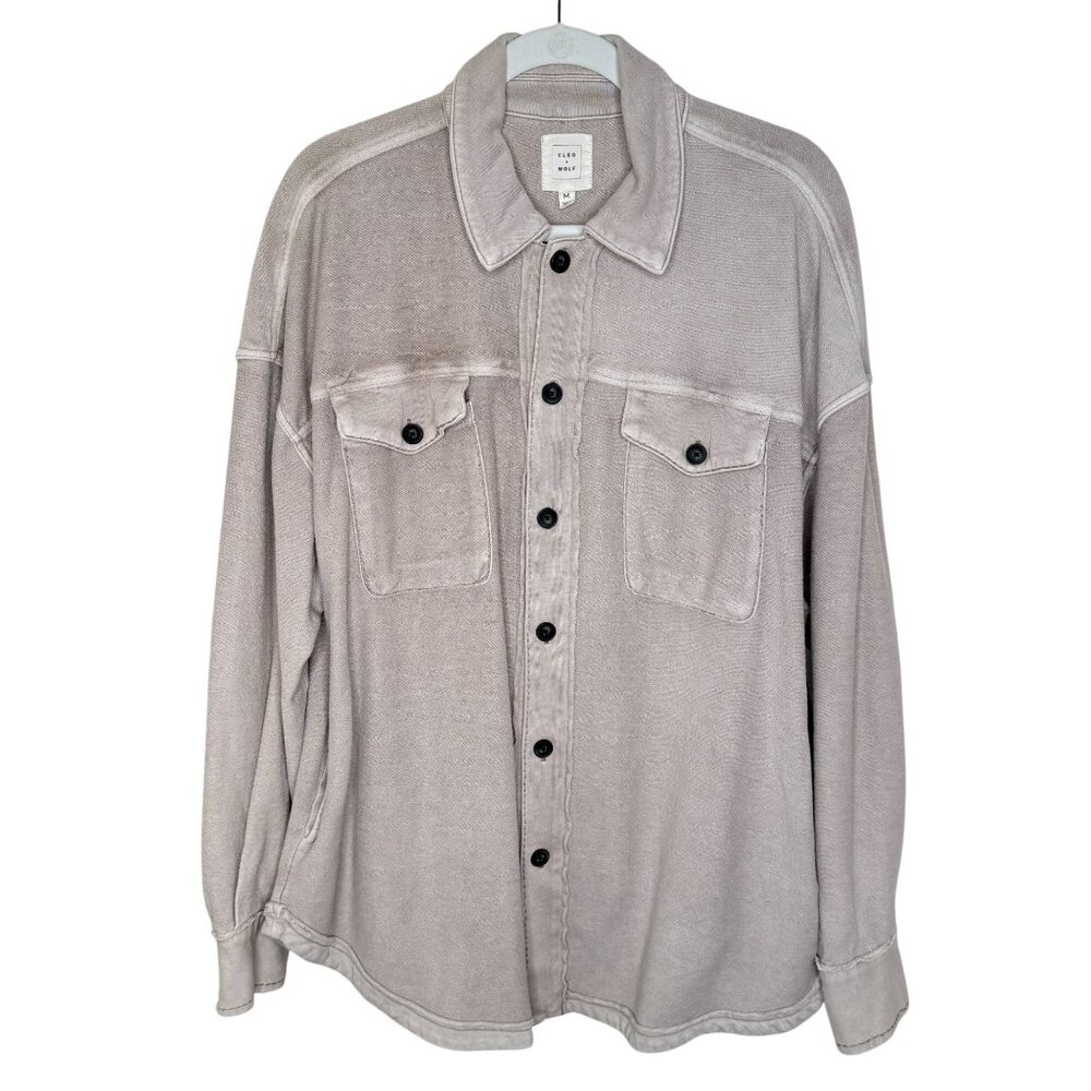 Cleo + Wolf Shirt Jacket Mineral Grey Relaxed Fit, M - Picture 2 of 11